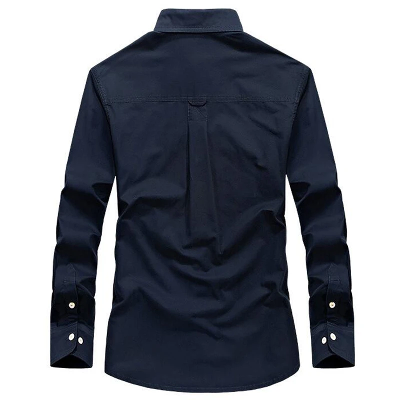 Рубашка мужская с длинным рукавом 100% хлопок в стиле милитари|Повседневные