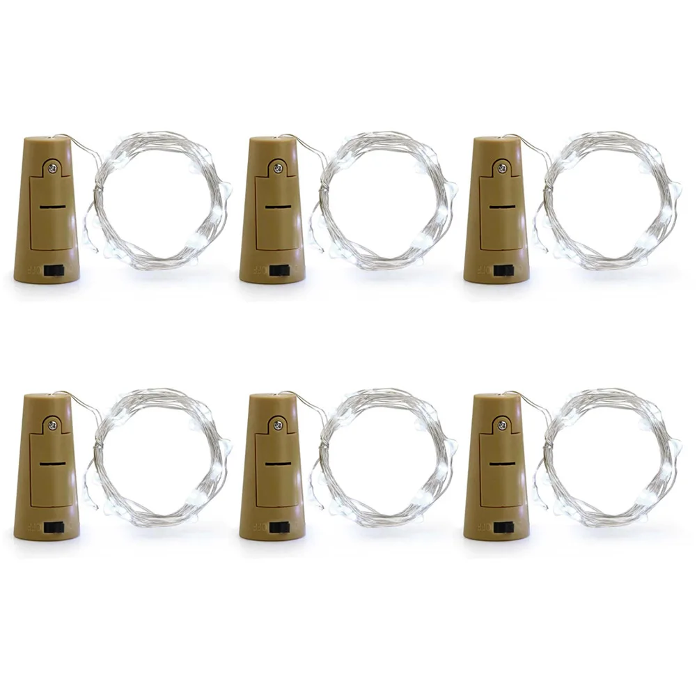 6Pcs/set 2M 20 LED Wine Bottle Cork String Light Christmas Wedding Party Decor Copper Fairy Starry Lamp G6 | Освещение