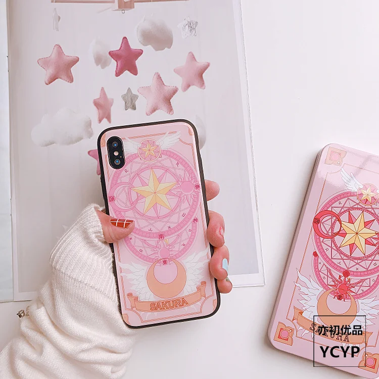 Для samsung S10 Plus S10E Sakura Card Captor закаленное стекло мультфильм аниме силиконовый чехол для samsung galaxy S9/S8 Plus Note 8 9