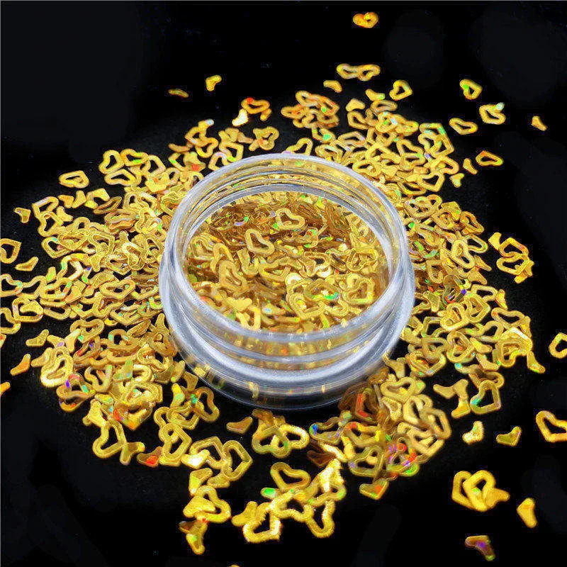

New 1 g/Jar Mixed Color Holographic Laser PVC Heart Shaped Chunky Glitter Sequins For Nails Art Flakes Stickers Decal Decoration