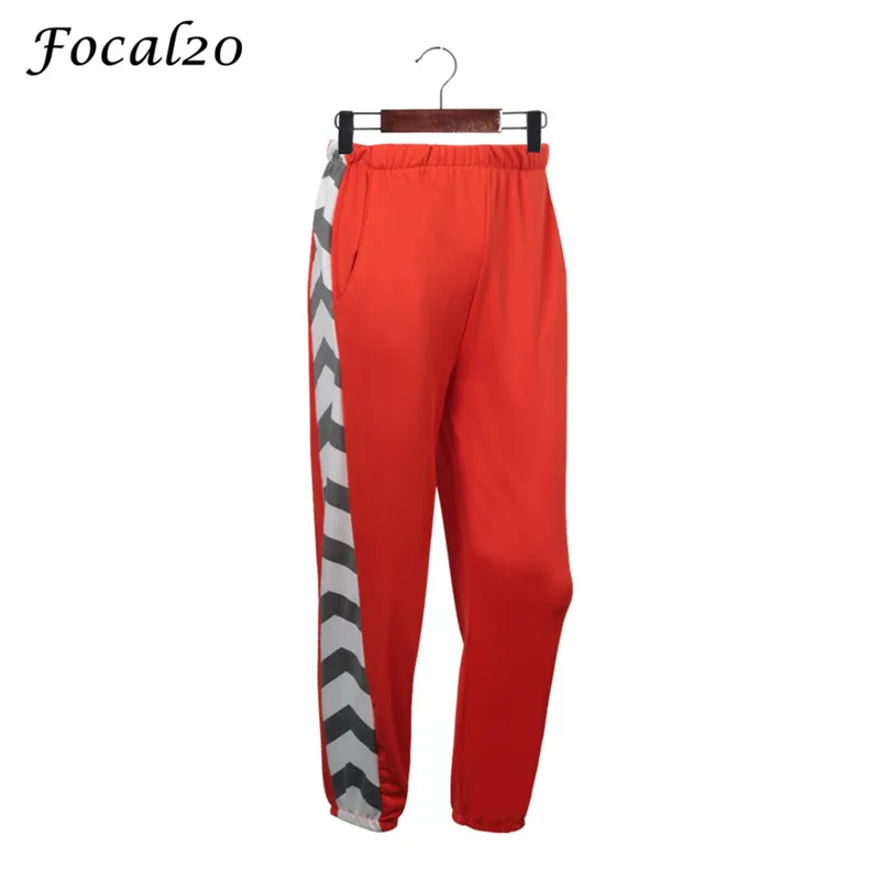 

Focal20 Streetwear Hit Color Side Arrow Women Pants Elastic Waist Full Length Harem Trousers Casual Loose Sporting Pants
