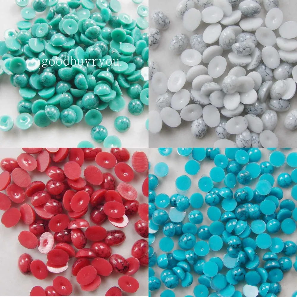 Полукруглые бирюзовые бусины с плоской задней стороной 1000 шт. 4 мм для шитья