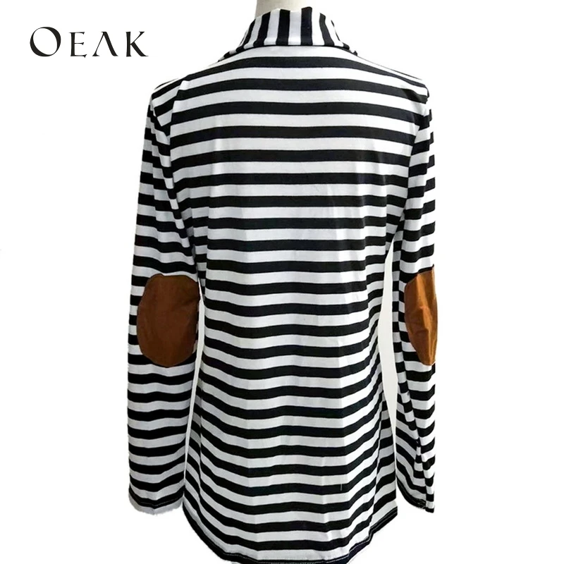 OEAK 5XL осень длинный женский кардиган рукав полосатый принт вязаный свитер