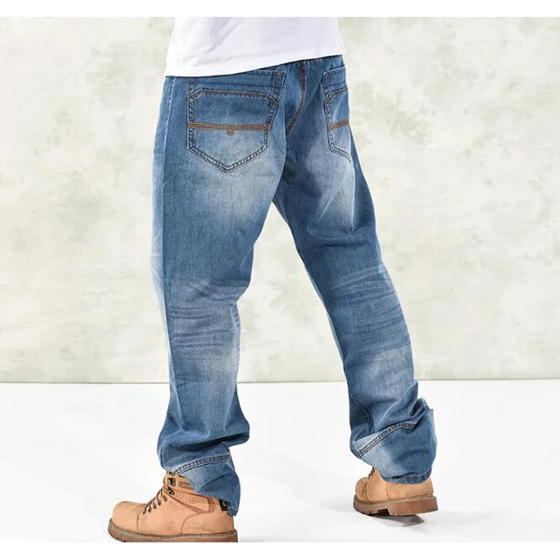 New Men jeans Fashion Popular skateboard pants baggy Men's Hip Hop Leisure Trousers large size 30-46 | Мужская одежда