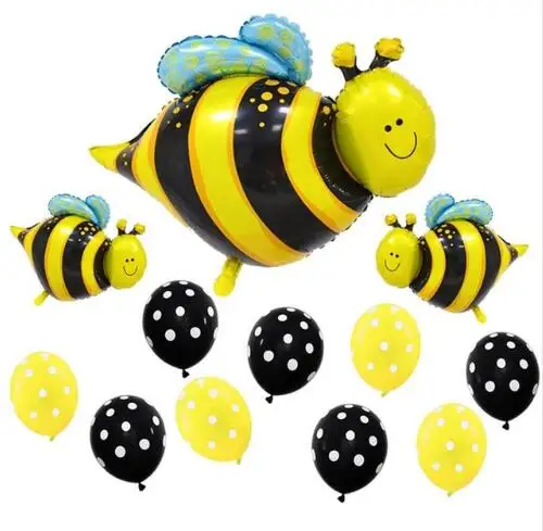 13 шт пчелиная фольга шары черный желтый горошек латексные Globos набор пчелы
