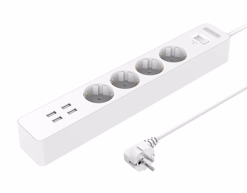 Nton Мощность НСК Smart ЕС Электровилки разъем удлинитель 4 ac Розетки Мощность газа с 4 Порты USB Зарядное устройство surge защита
