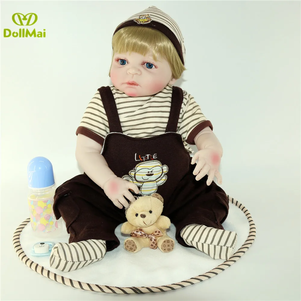Кукла реборн DollMai кукла мальчик полностью Силиконовое тело куклы младенец