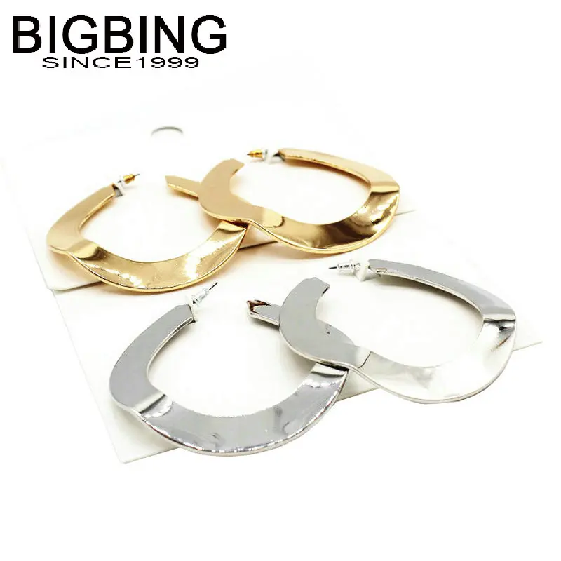 Большие серьги гвоздики V074 BIGBING золотой серебряный Цветной Круг модная Ювелирная