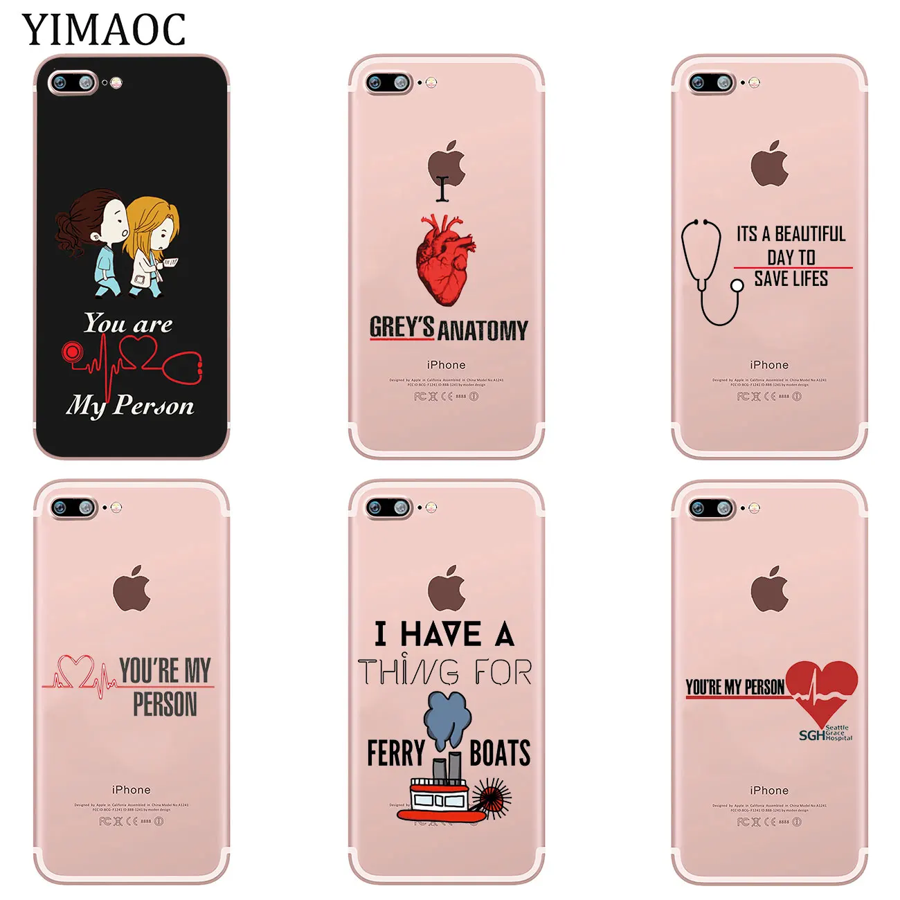 YIMAOC серый с анатомией ТВ мягкий силиконовый чехол для телефона iPhone XR X XS 11 Pro Max 5 5S SE