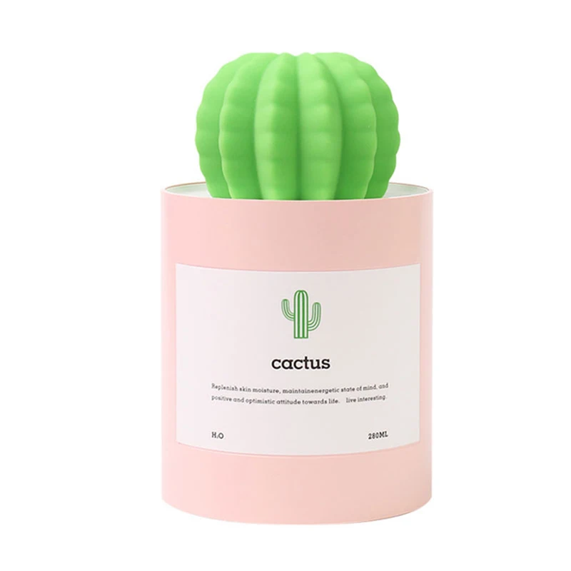 280ML Portable USB Cactus Air Humidifier Ultrasonic Humidifier Air Nebulizer Aromatherapy Bulk Household Car Aroma Nebulizer