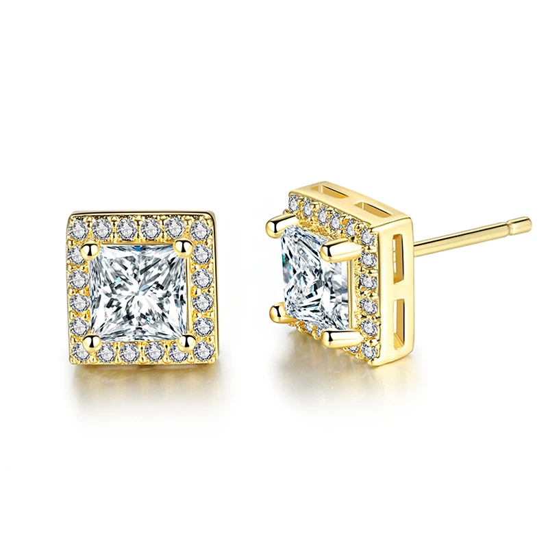 Wholesale 12pairs 5A Shiny Zirconia Crystal Square Stud Earrings Fashion Exquisite Wedding Party Jewelry Gift For Women Girls | Украшения и