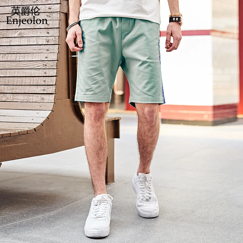 

Enjeolon Brand 2020 Summer Shorts Men Casual Cotton Straight Knee Length New Arrival KZ6382