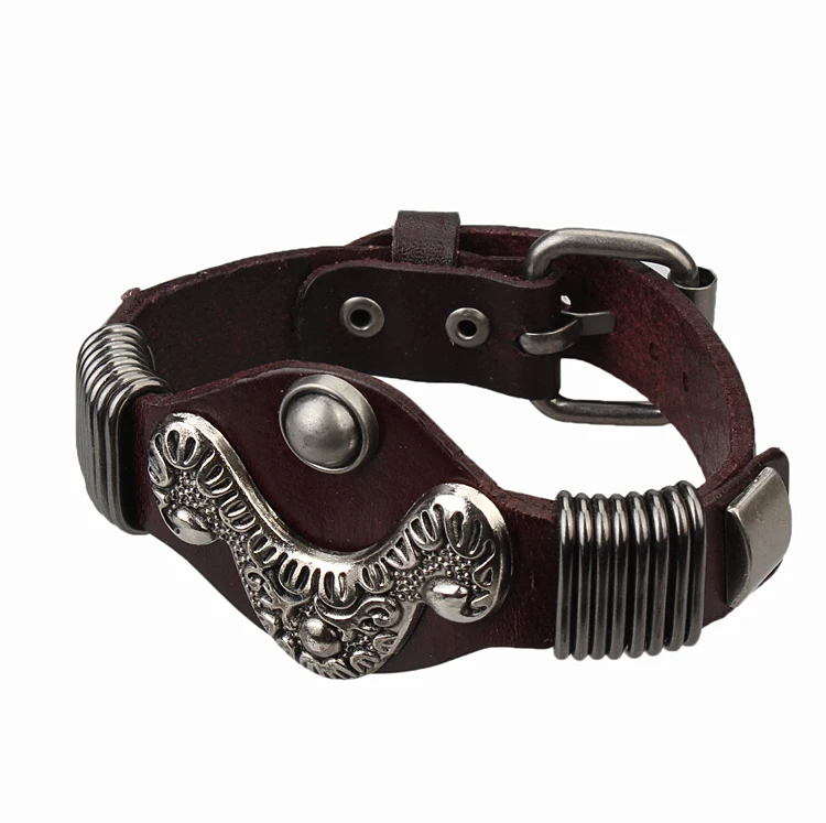 Бесплатная доставка 100% браслет из натуральной кожи мужские и женские ретро панк