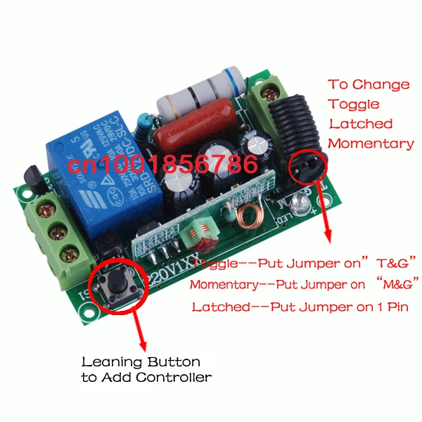 Free Shipping 220V 1CH(channel) 10A Wireless Remote Switch main board Receiver Learning code 315Mhz/433Mhz optional | Обустройство