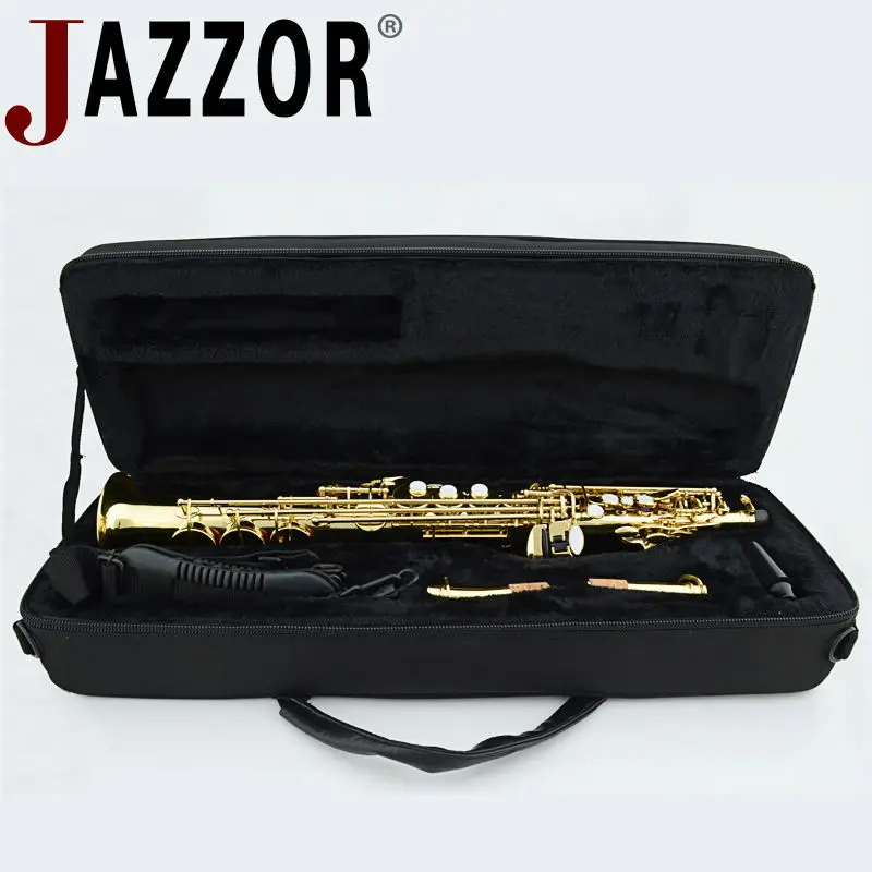Профессиональный сопрано саксофон JAZZOR JBSST 400 B плоский прямой Саксофон Золотой