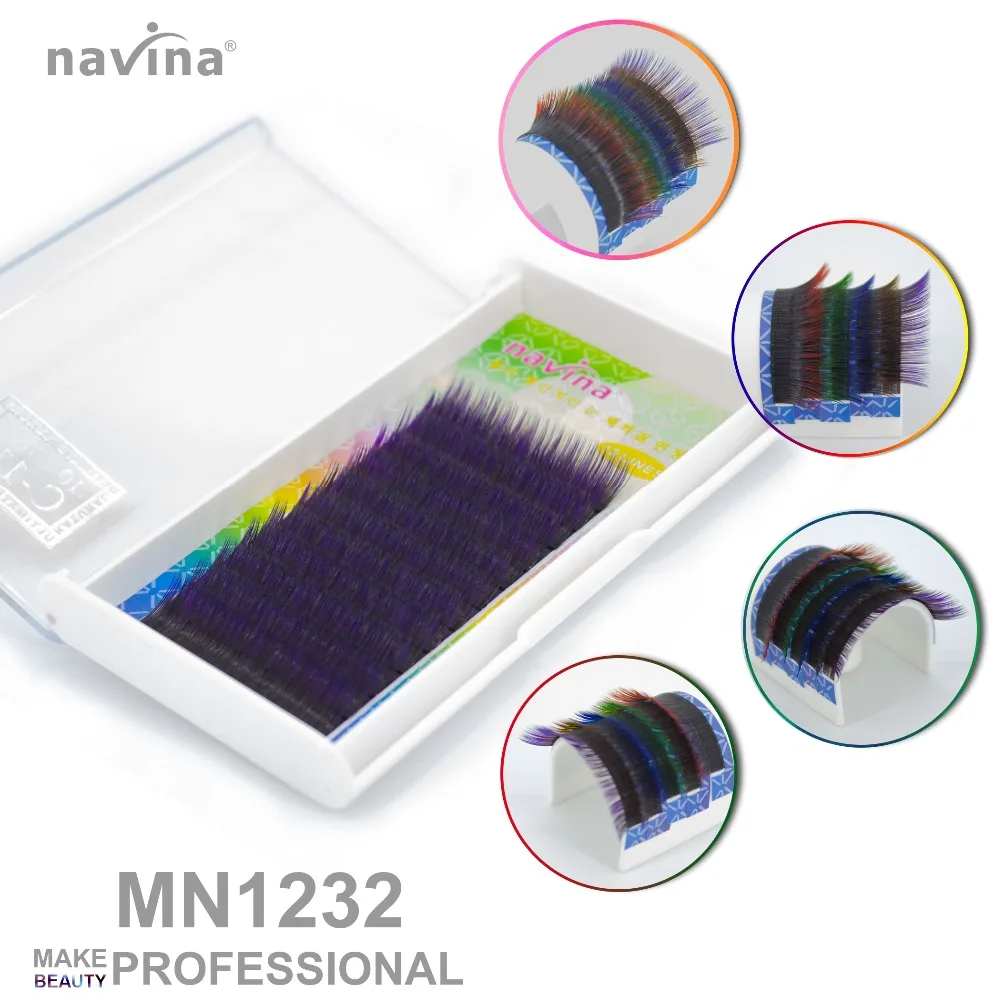 Накладные шелковые ресницы для макияжа navina черные и цветные скручиваемые CD