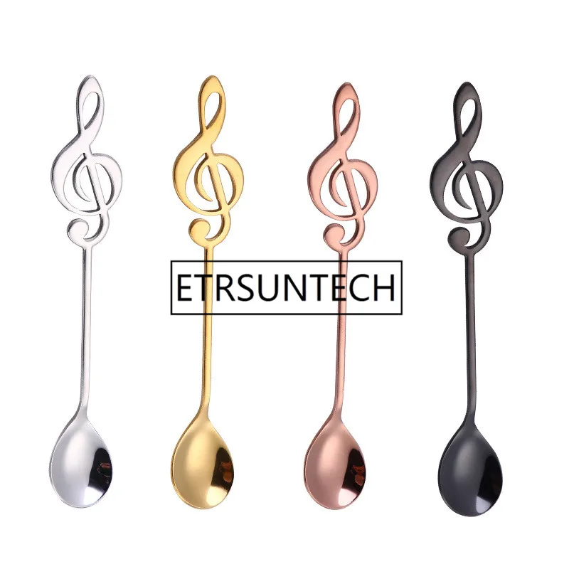 

100Pcs/Lot Mug Spoon Music Bar Ice Bar Creative Gift Spoon 304 Stainless Steel Music Note Spoon Coffee Spoon Stirring Spoon