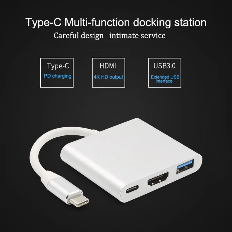 Многопортовый адаптер type C на 4K HDMI USB 3,0 кабель для зарядки адаптер USB-C 3,1 конвертер для Macbook samsung Android