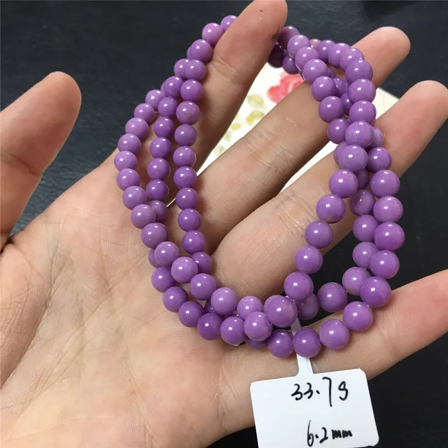 Круглый браслет из натурального фосфосидерита и фиолетового камня 2018 бисер