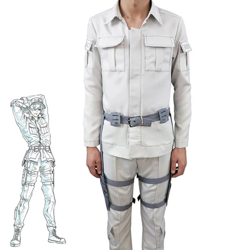 2018 Cells At Work Hataraku Saibou Cosplay Costume Leukocyte U-1146 Anime Men Women Uniform White Blood Cell | Тематическая одежда