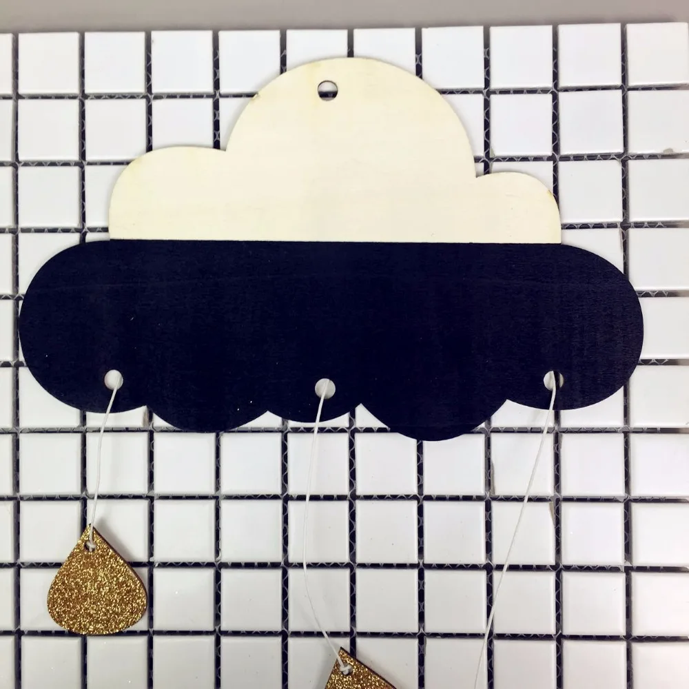 Ins скандинавский стиль деревянные облака капли дождя кулон детская комната