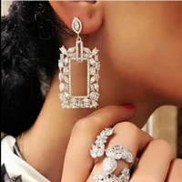 hibride luxury black cubic zircon charm drop earrings jewelry big pendientes brinco mujer moda birthday party show e 739