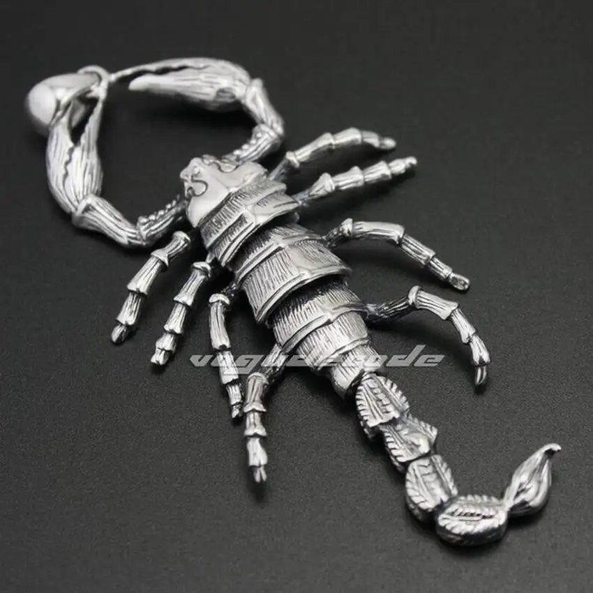 

Огромная и тяжелая Бриллиантовая серебряная подвеска в виде скорпиона для мужчин и байкеров 8C020