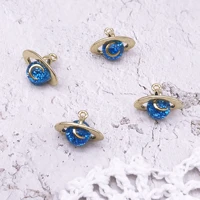 10pcsbag creative 3d moon planet stars enamel charms gold tone metal globe earring diy floating pendant jewelry accessory