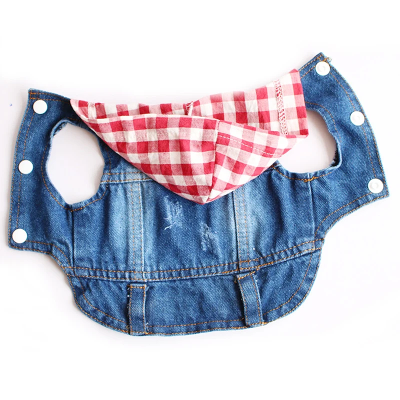 Классический клетчатый джинсовый жилет для собак повседневная джинсовая куртка