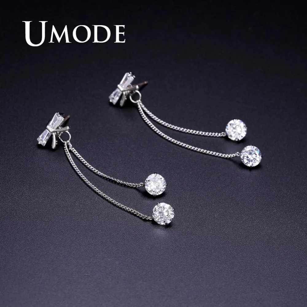 Модные свадебные длинные висячие серьги UMODE для женщин женские ювелирные изделия