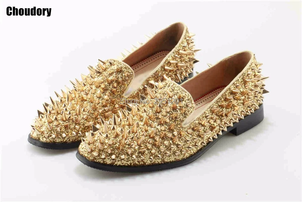 Новинка Фабричные мужские Роскошные блестящие туфли с логотипом Цвет золотой