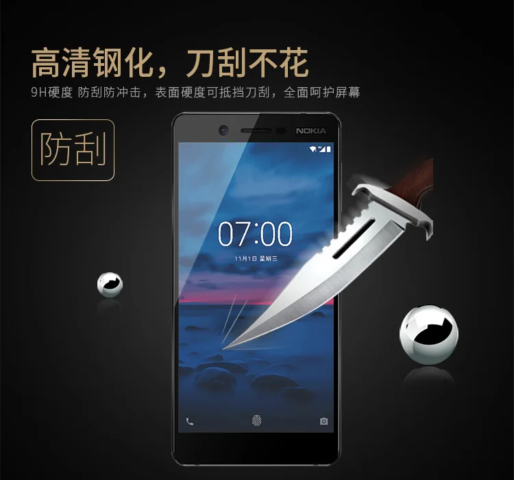 Закаленное стекло 9H 3D для Nokia 7 полноразмерная Взрывозащищенная защитная пленка 5