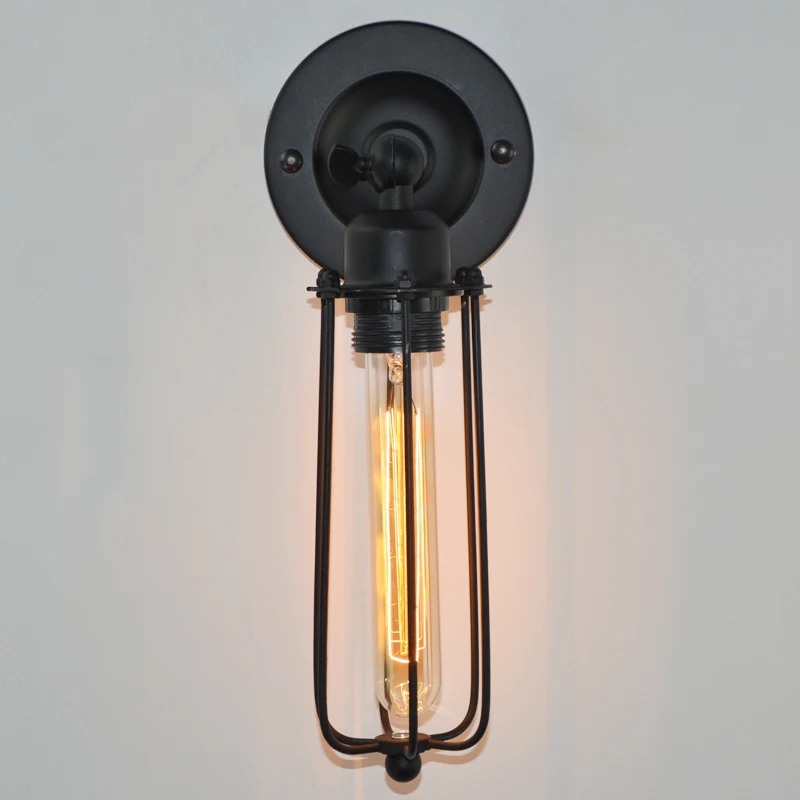 Длинные клетки бра лофт E27 Базы Эдисон светильник из кованого железа деревенский