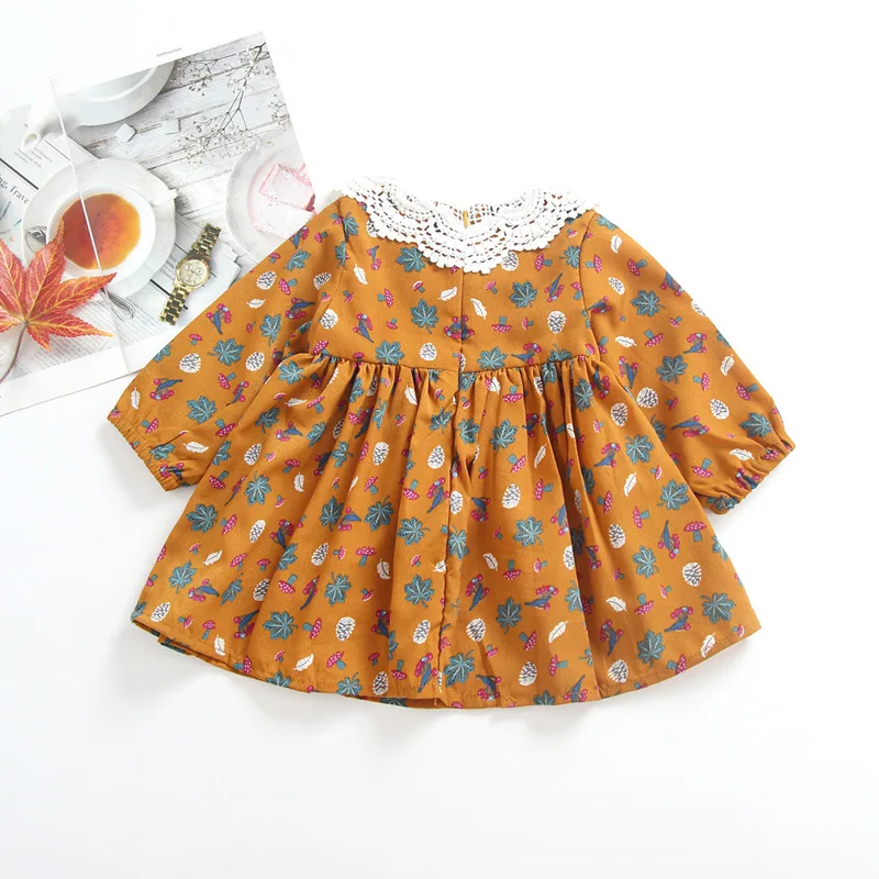 Ins/Лидер продаж весенне-осеннее платье с длинными рукавами для маленьких девочек