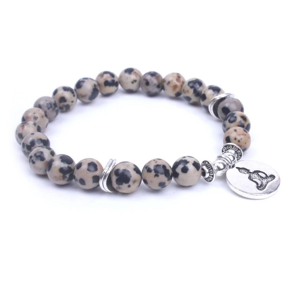 8mm Natural stone beads with OM Lotus Buddha yoga bracelet set of 3 men &amp women strand dropshipping | Украшения и аксессуары