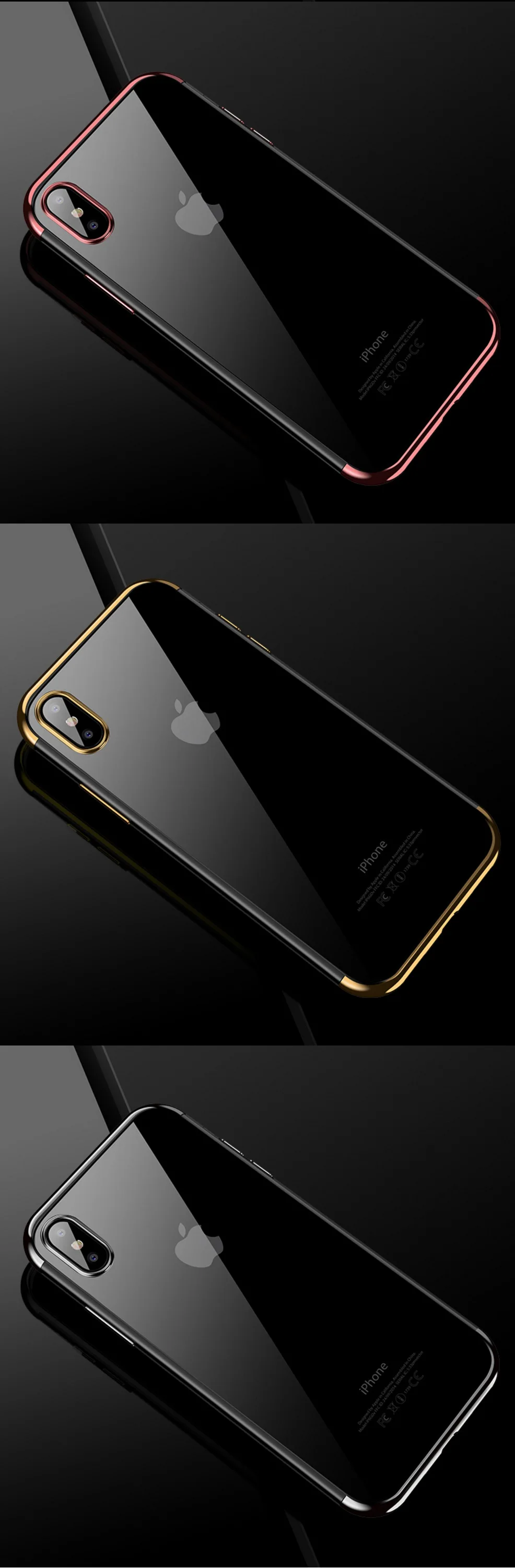 Роскошный силиконовый прозрачный чехол s для iPhone 11, чехол 11 Pro XS Max X XR 6 6 S, мягкая задняя крышка из ТПУ с покрытием для iPhone 7, 8 Plus, 5S, SE, 5