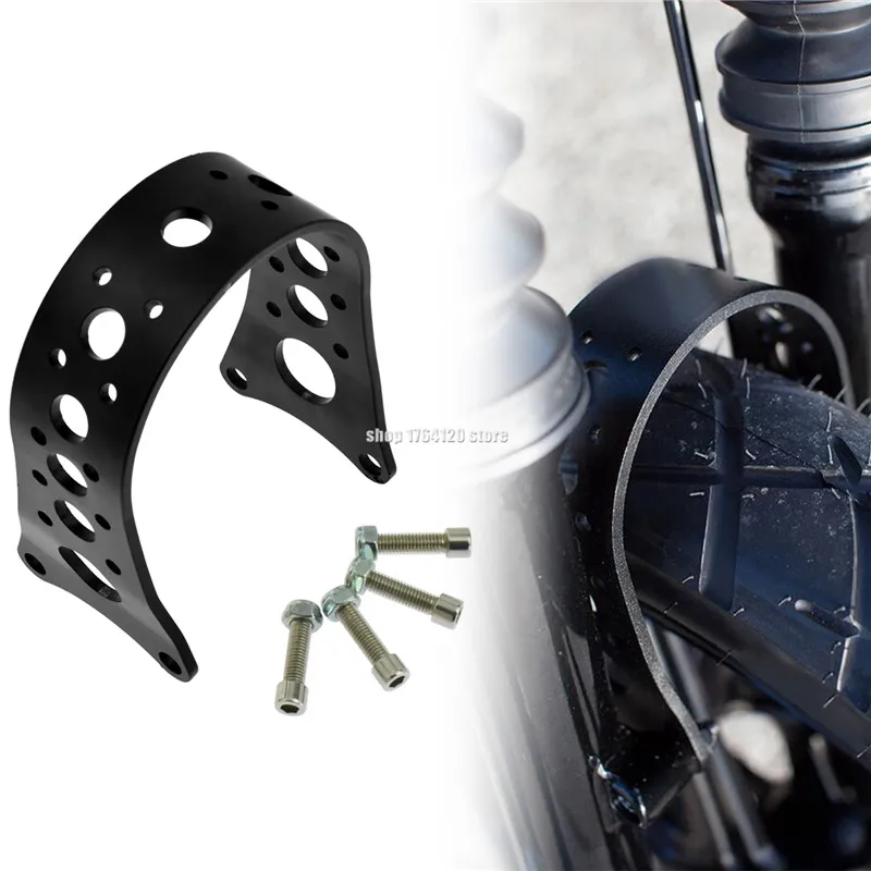 Передняя вилка мотоцикла Brace Fender Tracker узкий черный/хром для Harley Dyna FXR FXD 1988-05 Sportster XL 1988- 17