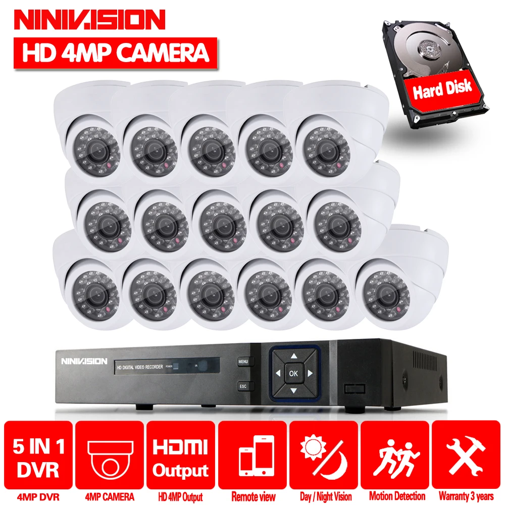 16ch система видеонаблюдения 4MP AHD камера 16 шт. безопасности DVR 2 м HDMI CCTV рекордер 4.0MP