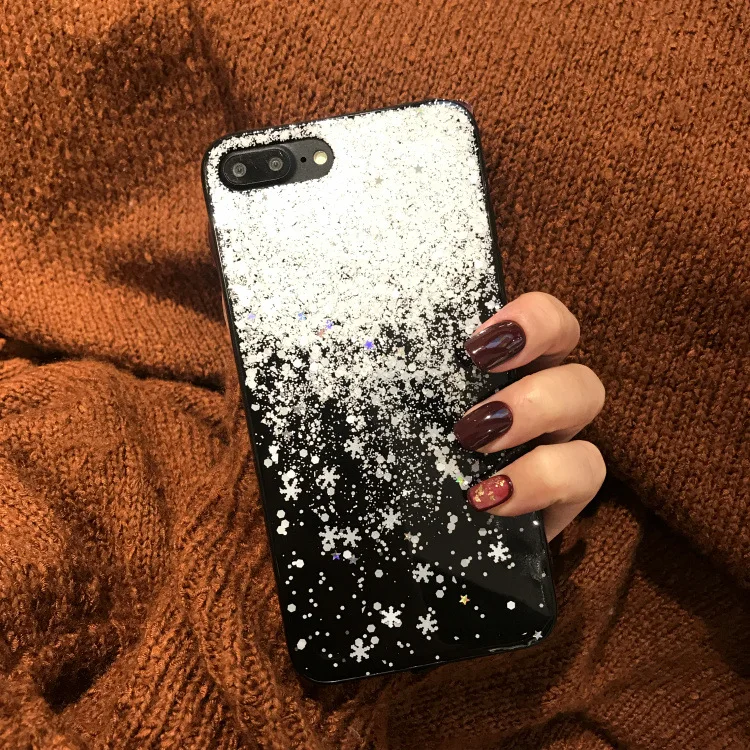 Роскошные Стразы с блестками Снежинка силиконовый чехол для iPhone 6 S 7 8 Puls X