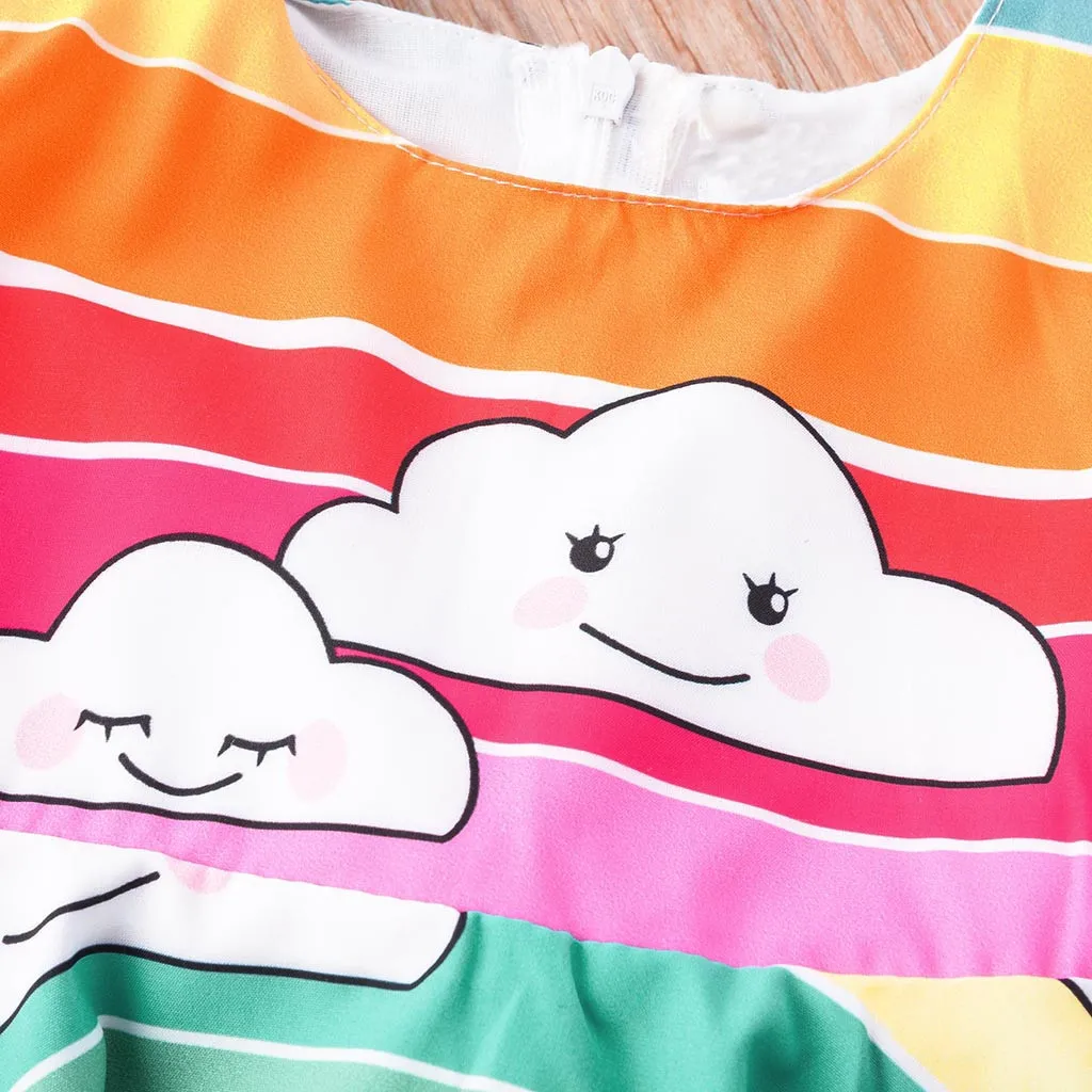 SAGACE Newborn Baby Dress Cute Summer Cartoon Cloud Print Printed Tutu Toddler Kids Girls Sweet Girl Dresses | Детская одежда и