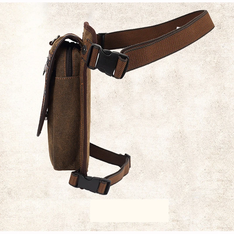 AOLAILUDI многоцелевой Для мужчин холст падение ноги Сумка Талия бедра Fanny Pack Пояс