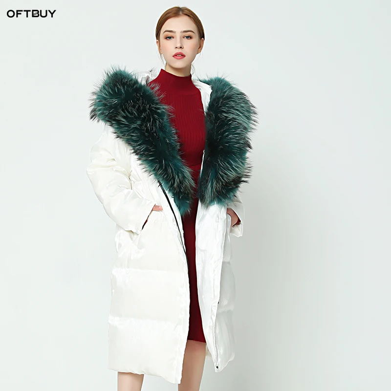 OFTBUY 2019 зимняя куртка женская длинная парка Цвет Верхняя одежда парки натуральный