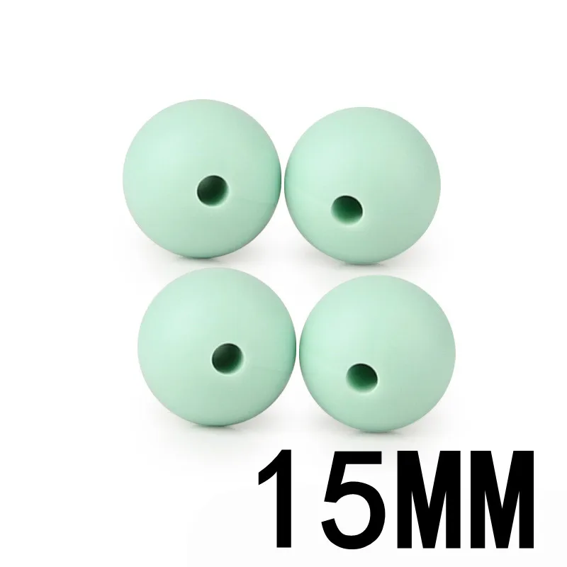 mint green38 50 шт. Силиконовые Прорезыватели для зубов, 15 мм, цветной детский прорезыватель, стоматологический шарик, безопасная детская Прорезывание Зубов, Diy ожерелье для мамы - Цвет: mint green38