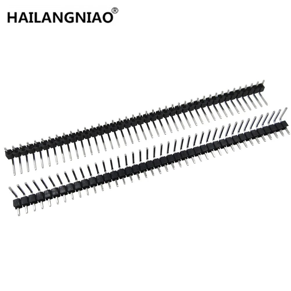 

20pcs 40 Pin 1x40 Single Row Male 2.54mm Breakable Pin Header Right Angle Connector Strip bending