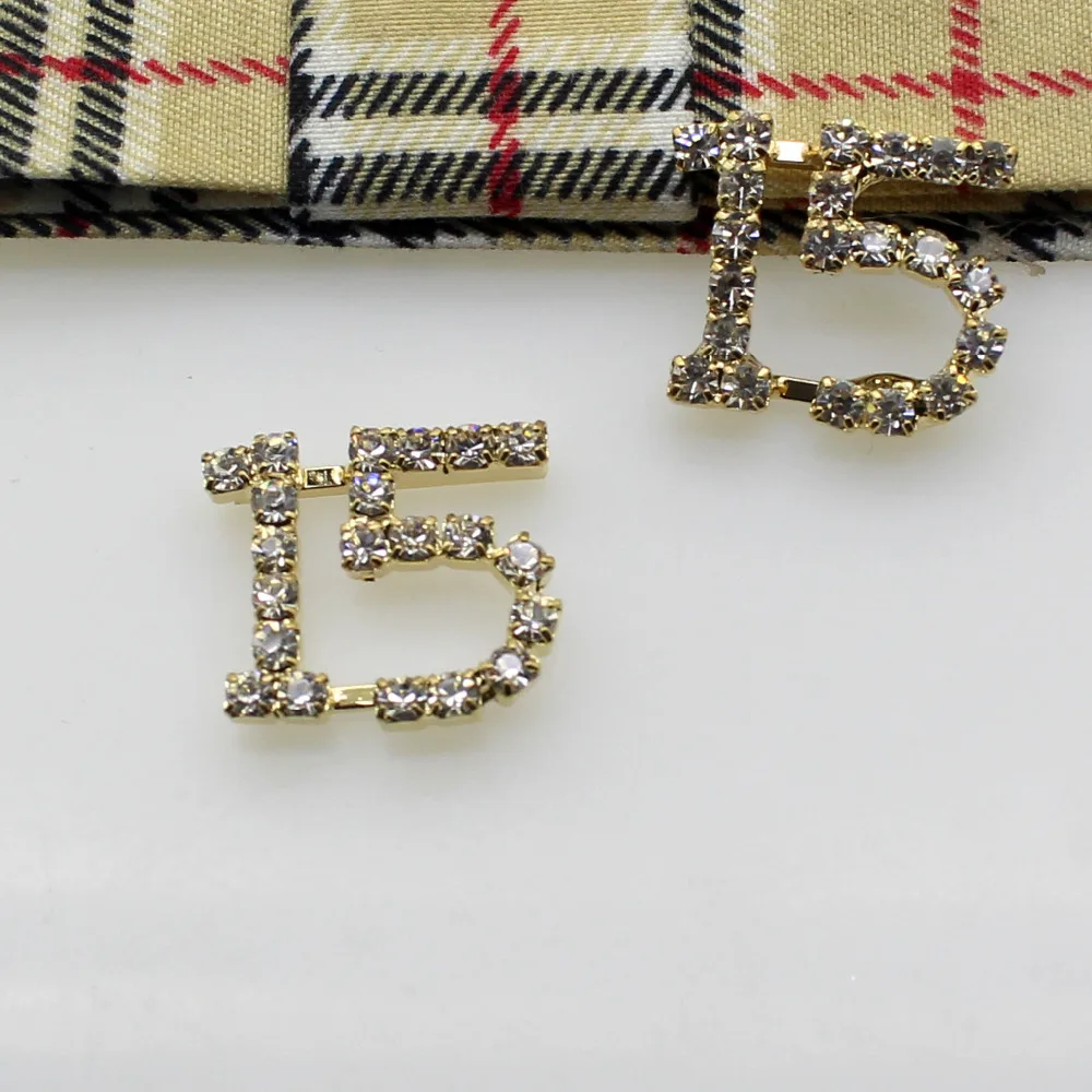 2017 New Fashion 10Pcs/Lot 15MM 15th Gold Rhinestone DIY Birthday party Accessories Invitation Card Decoration Wholesale Cake | Дом и сад