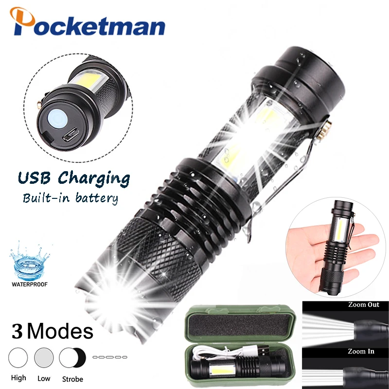 4200LM Mini USB перезаряжаемый портативный высокий люмен Тактический Q5 + COB