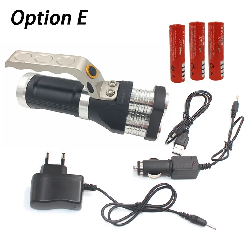 Option E Z30 светодиодный светильник-Вспышка 3 шт. XM-L T6 с бусинами, перезаряжаемый портативный светильник, ручная лампа 12000LM, 3 модели, супер яркий фонарик - Испускаемый цвет: Option E