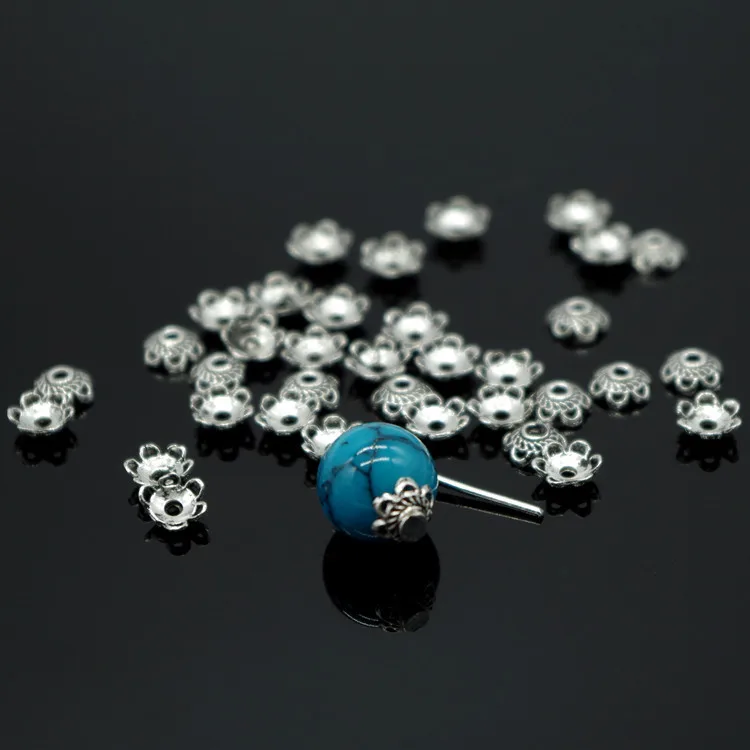 Металлические колпачки из бусин 300 шт. цветные посеребренные 5 мм|metal bead caps|bead