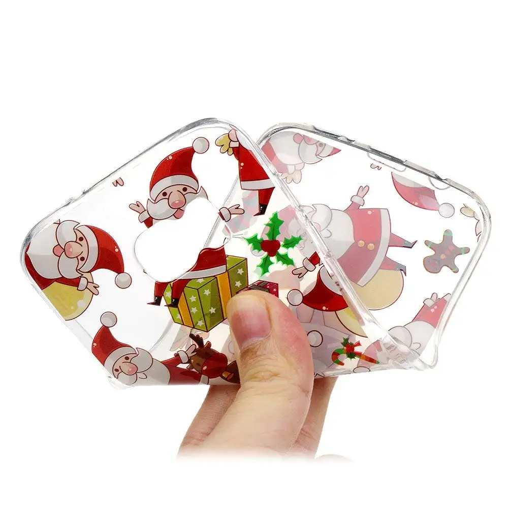 Santa Reindeer Christmas Patterned Clear Slim Soft Case Cover For Samsung S9 S8 S7 Edge Note 9 8 Plus TPU Phone Coque |