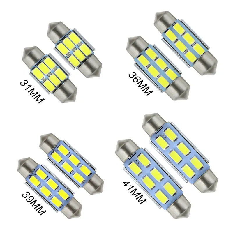 2x White 36mm 39mm 42mm C5W C3W C10w LED Error Free Car License Number Plate lights Auto Reading Dome Festoon Lamp 12V | Автомобили и